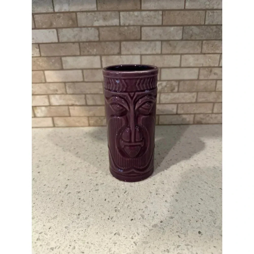 Vintage 2001 Disney Accoutrements Purple Ceramic Tiki Mug Polynesian (g3)‎